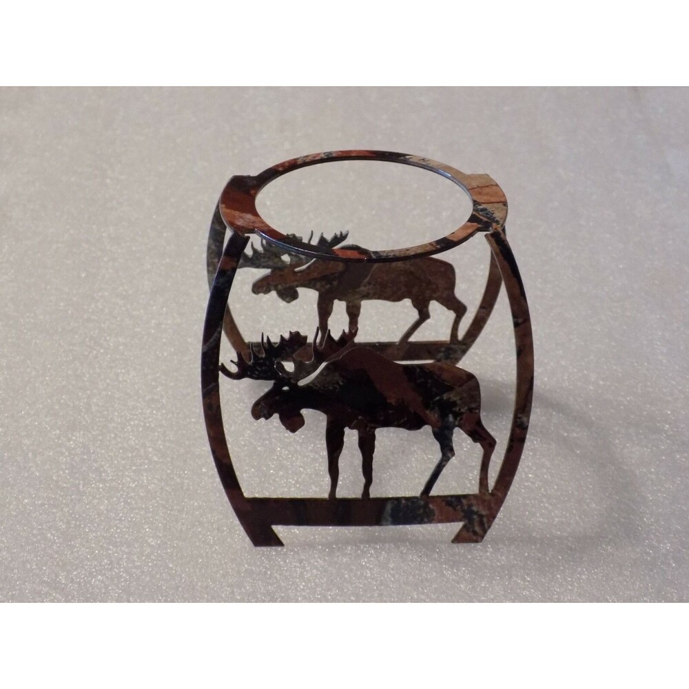 Hand-Painted Metal Candle Holder "Moose" Decor